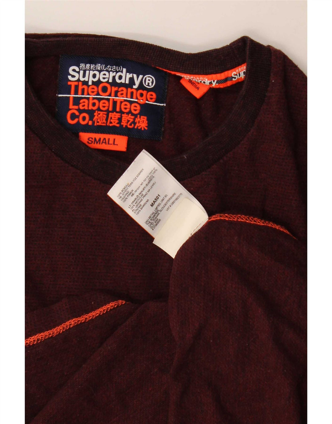 Superdry muška majica dugih rukava, mali tamnocrveni pamuk
