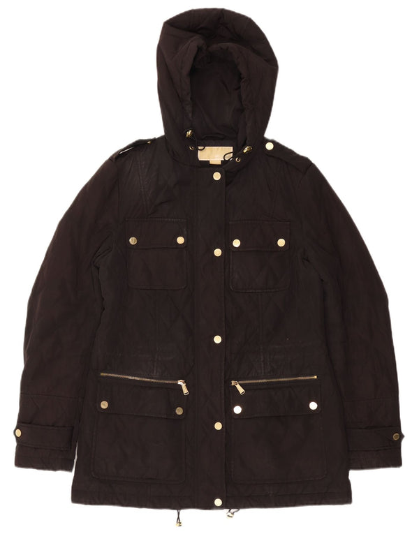 MICHAEL KORS Ženska široka prošivena jakna s kapuljačom UK 10 Mala crna