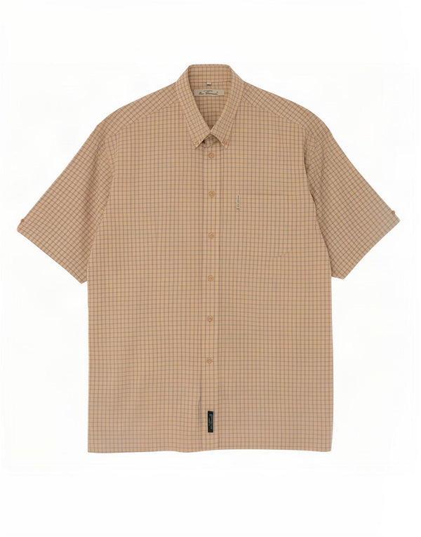 Ben Sherman muška košulja kratkih rukava srednje bež boje od gingham pamuka