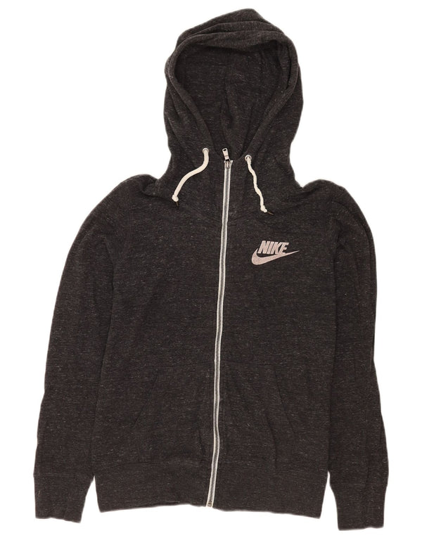 Nike ženski pulover s kapuljačom na patentni zatvarač UK 12 srednje sivi flekasti pamuk