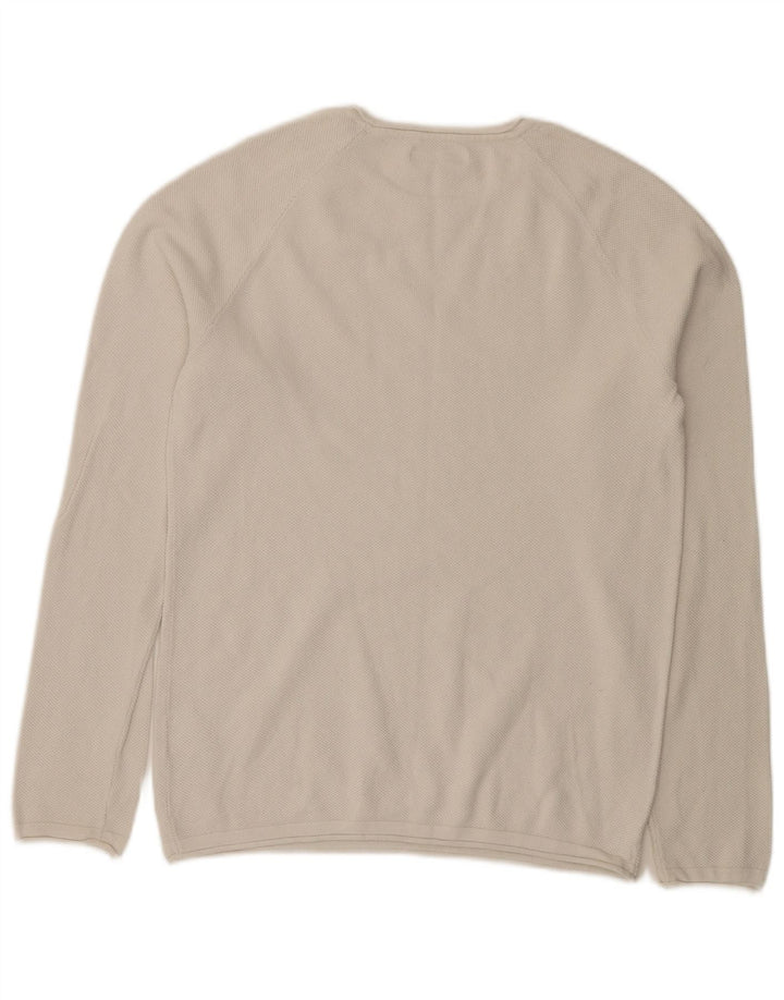 Jack & Jones muški džemper s veznim izrezom Srednje bijeli pamuk