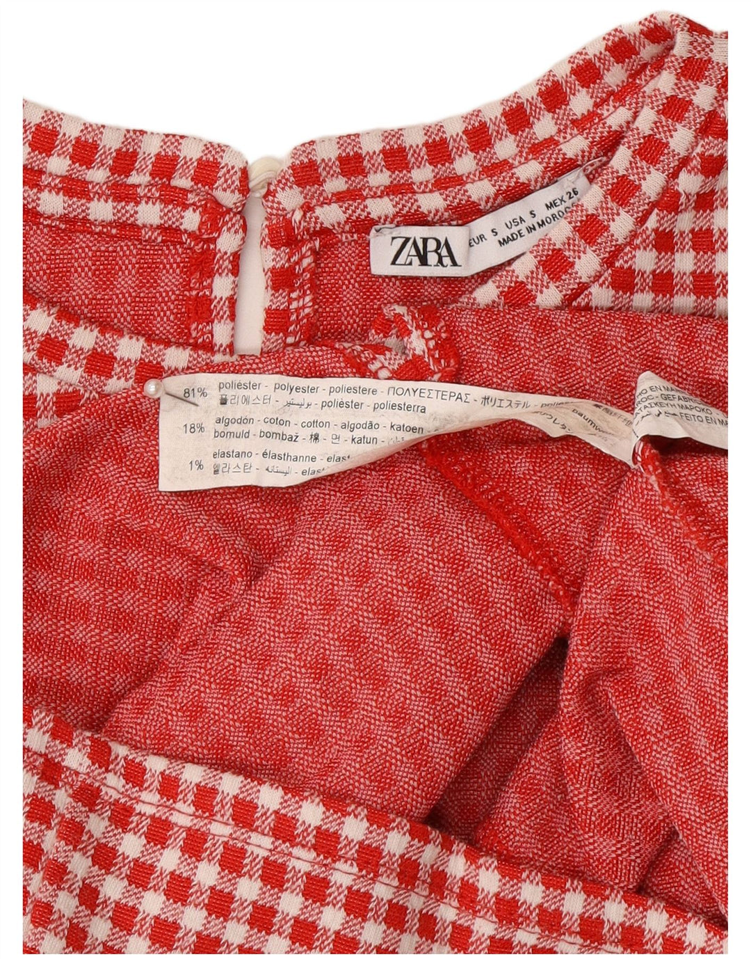 Zara ženska haljina A-kroja UK 8 Mala crvena gingham poliester