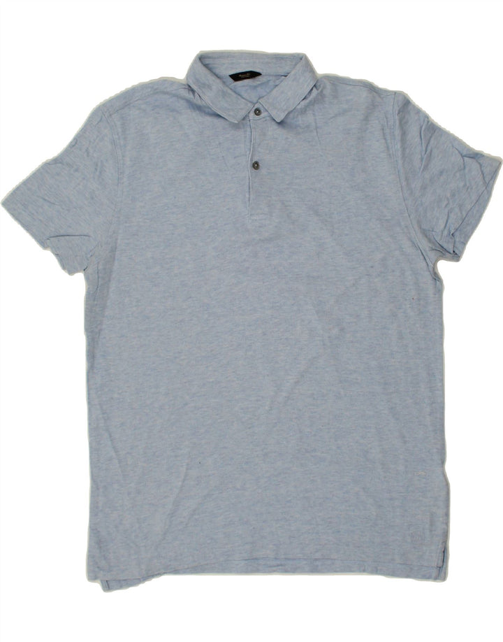 MASSIMO DUTTI Mens Polo Shirt Large Blue Flecked Cotton Vintage Massimo Dutti and Second-Hand Massimo Dutti from Messina Hembry 