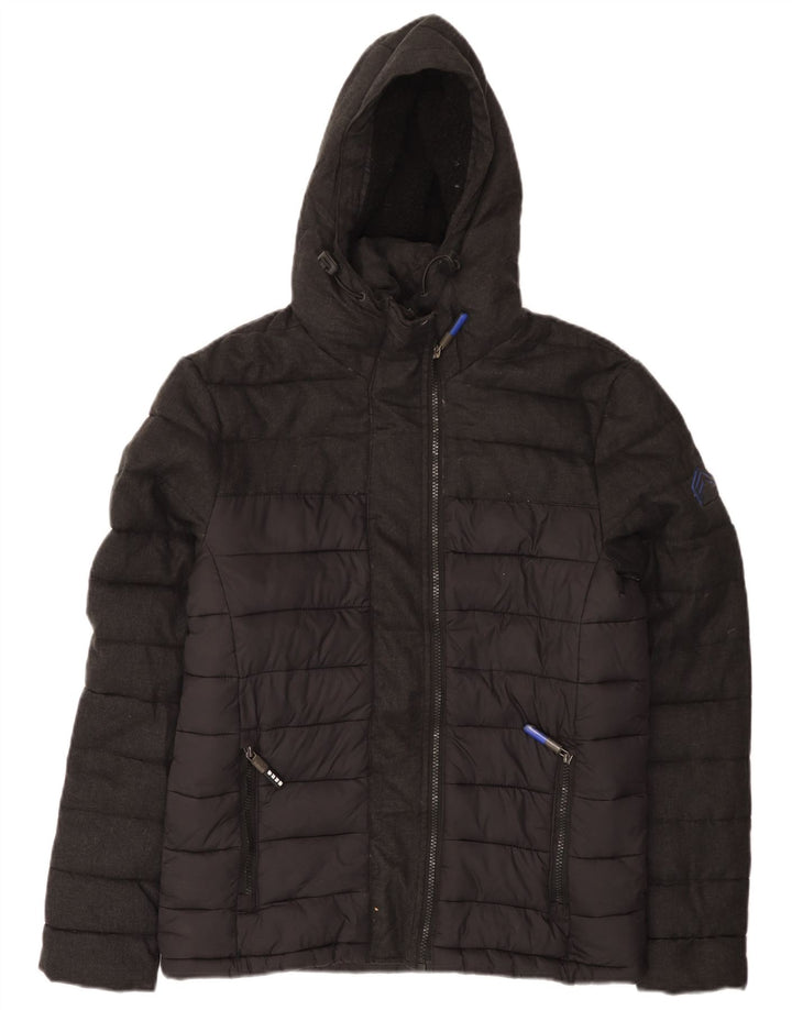 Superdry muška podstavljena jakna s kapuljačom UK 38 srednje sivi najlon
