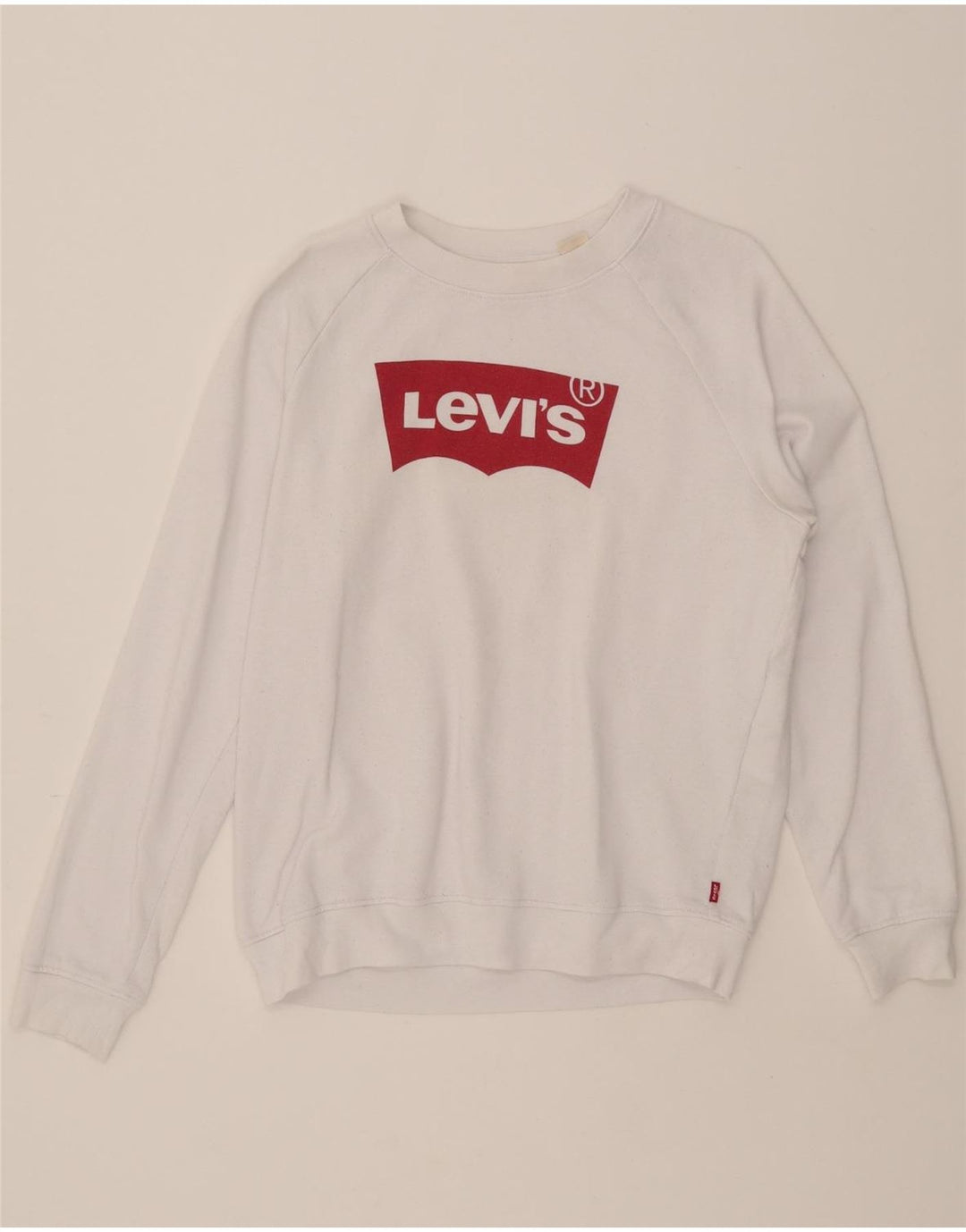 LEVI'S Womens Graphic Sweatshirt Jumper UK 10 Small White Cotton Vintage Levi's and Second-Hand Levi's from Messina Hembry 