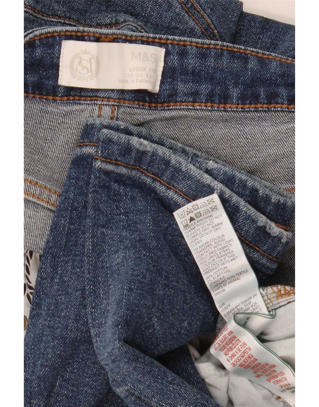 Marks & Spencer muške široke traperice W38 L31 tamnoplavi pamuk
