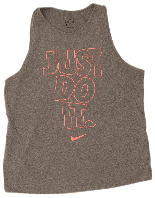 Nike Ženski Dri Fit Graphic Vest Top UK 16 Veliki sivi poliester