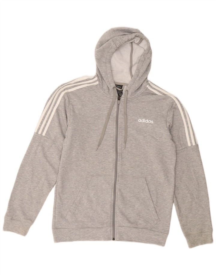 ADIDAS Mens Climalite Zip Hoodie Sweater Medium Grey Polyester