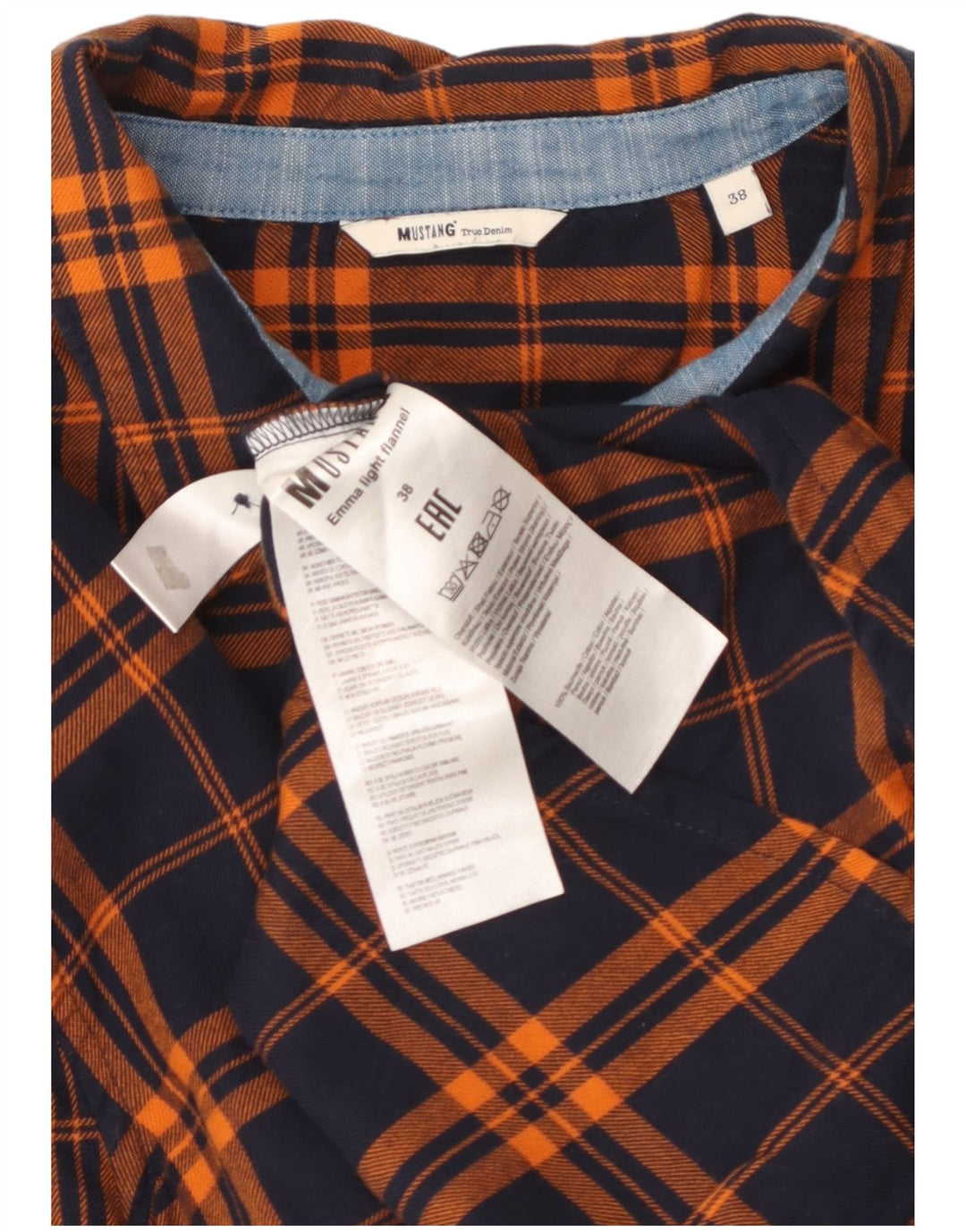MUSTANG Ženska flanelska košulja EU 38 Srednje mornarsko plava karirana pamuk