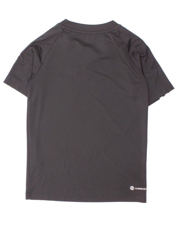 Adidas Boys Aeroready T-Shirt Top 7-8 Years Black Poliester