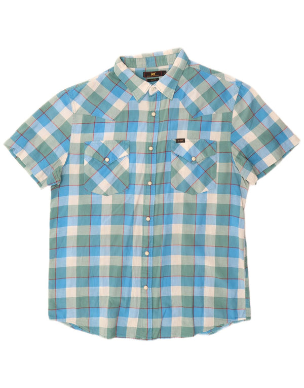 Lee muška uska košulja kratkih rukava XL, plavi pamuk na karu