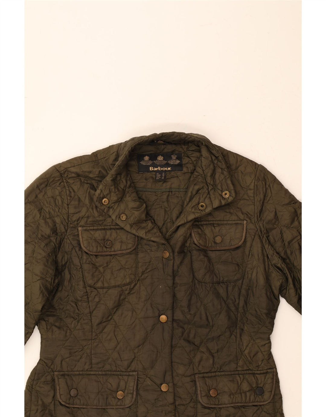 BARBOUR Womens Quilted Jacket UK 12 Medium Khaki Polyamide Vintage Barbour and Second-Hand Barbour from Messina Hembry 