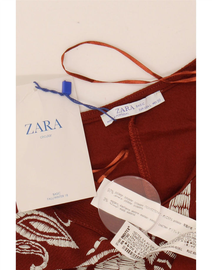 ZARA ženska haljina na preklop UK 16 Veliki kestenjasti poliester s paisley motivima