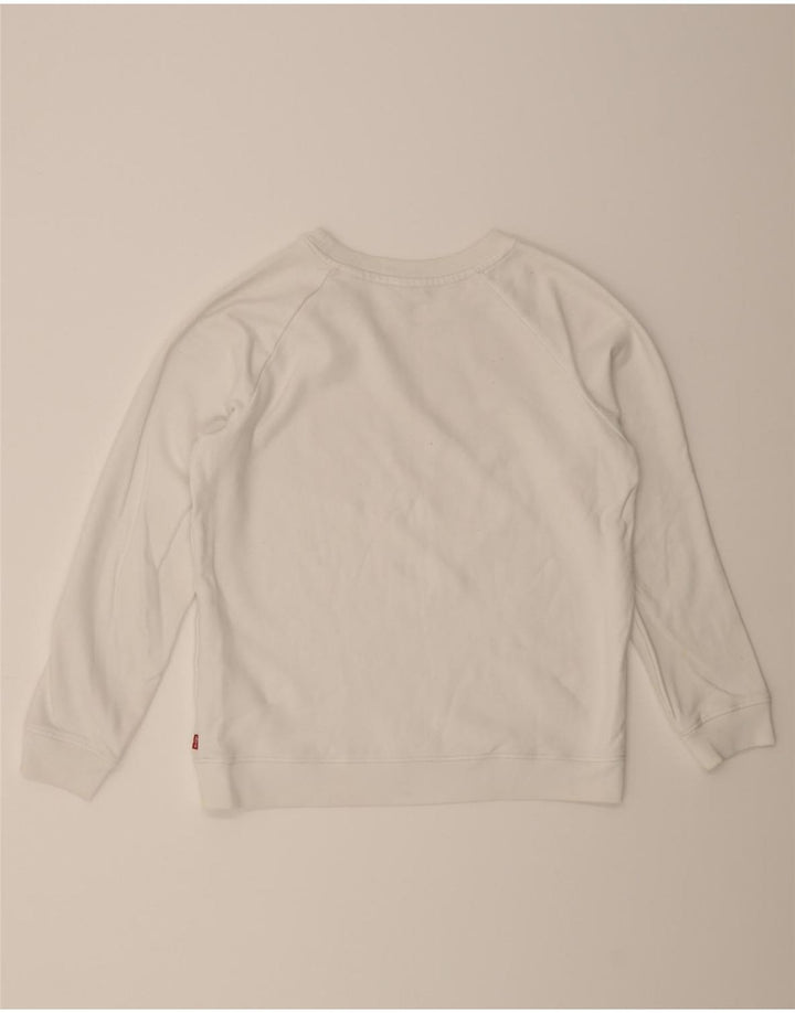 LEVI'S Womens Graphic Sweatshirt Jumper UK 10 Small White Cotton Vintage Levi's and Second-Hand Levi's from Messina Hembry 