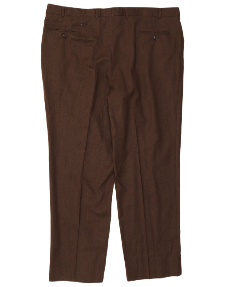 RALPH LAUREN Muške hlače s štipaljkama W46 L33 Smeđa vuna