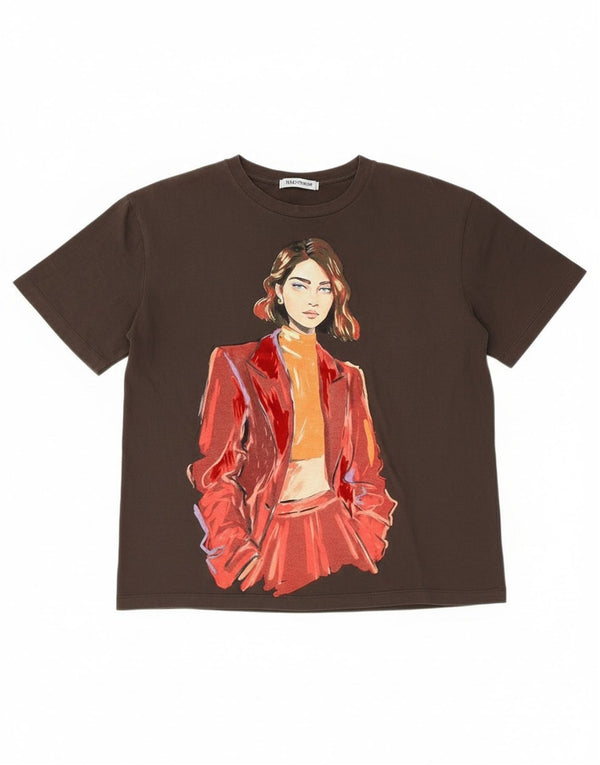 Zara ženska majica kratkih rukava širokog kroja UK 10 Small Brown