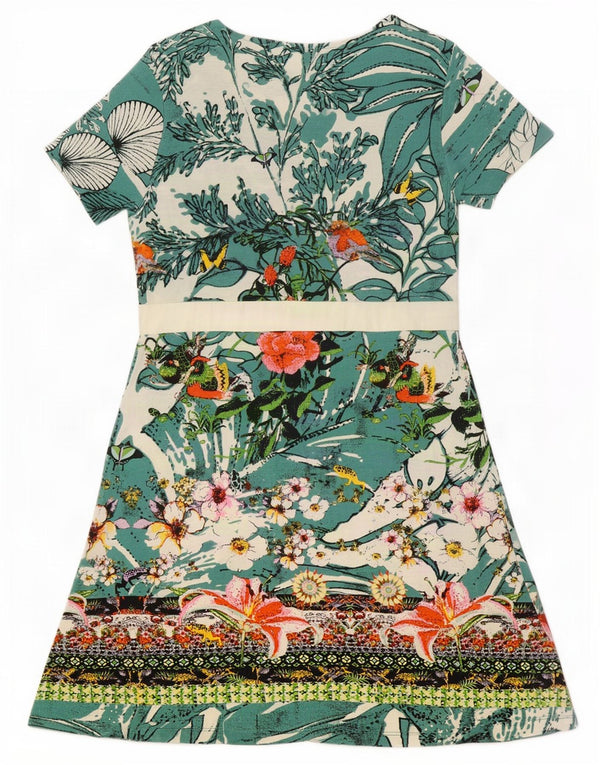 Desigual Womens A-Line Dress UK 18 XL Green Floral