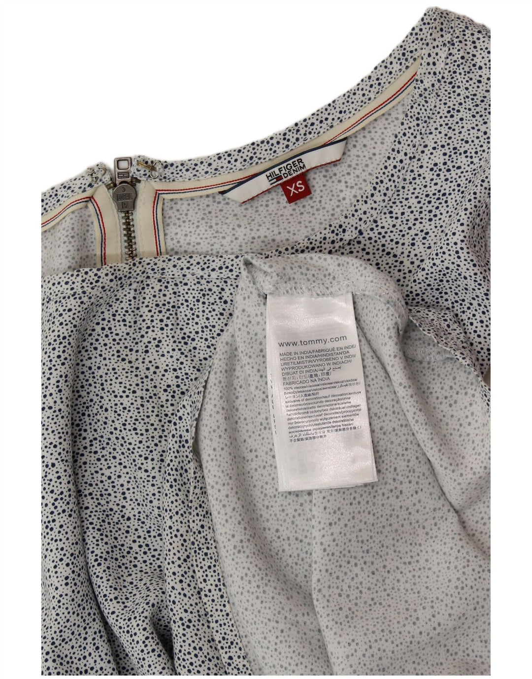 TOMMY HILFIGER Ženska haljina A-kroja bez rukava UK 6 XS Bijela točkasta