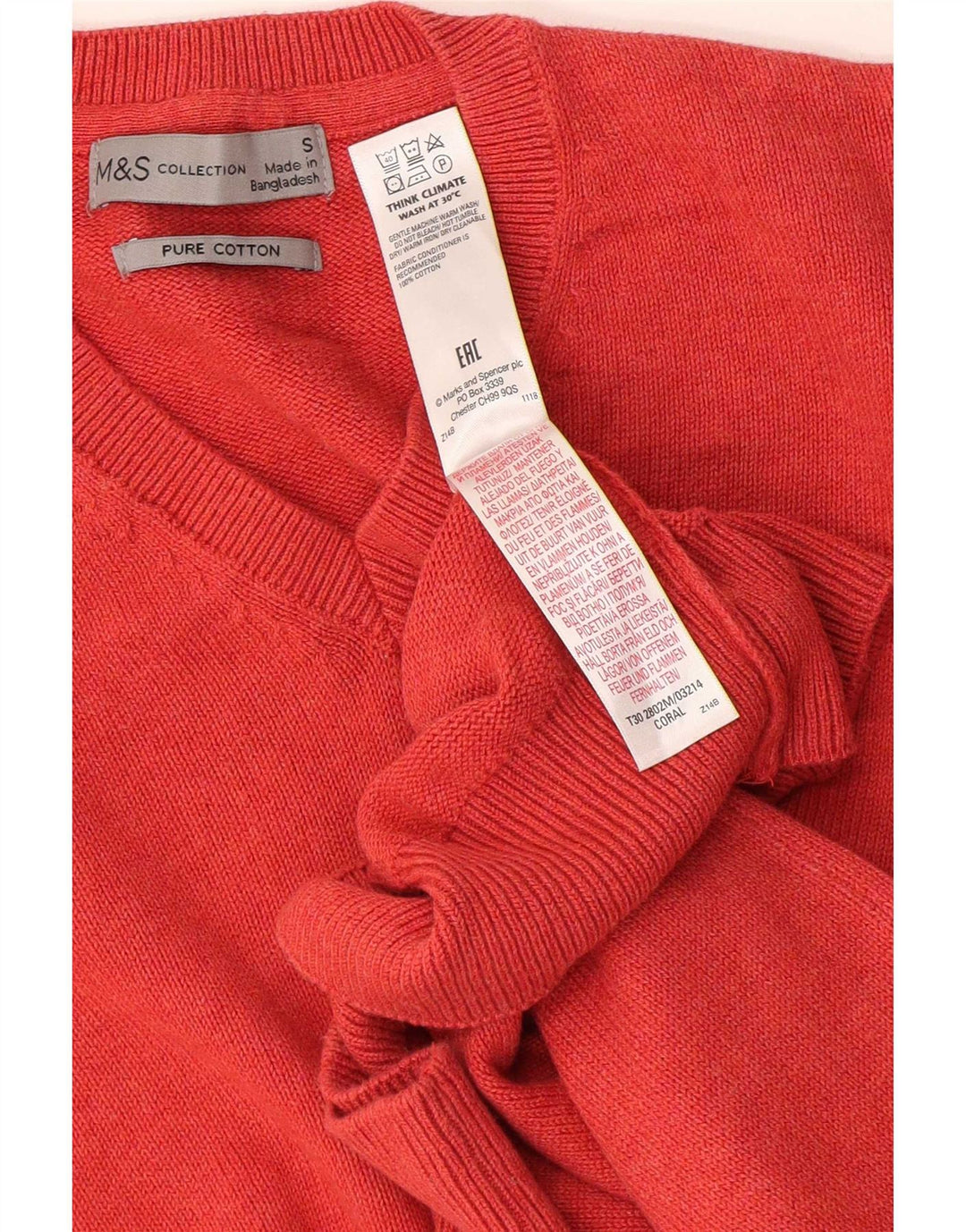 Marks & Spencer muški pulover s V-izrezom, mali narančasti pamuk