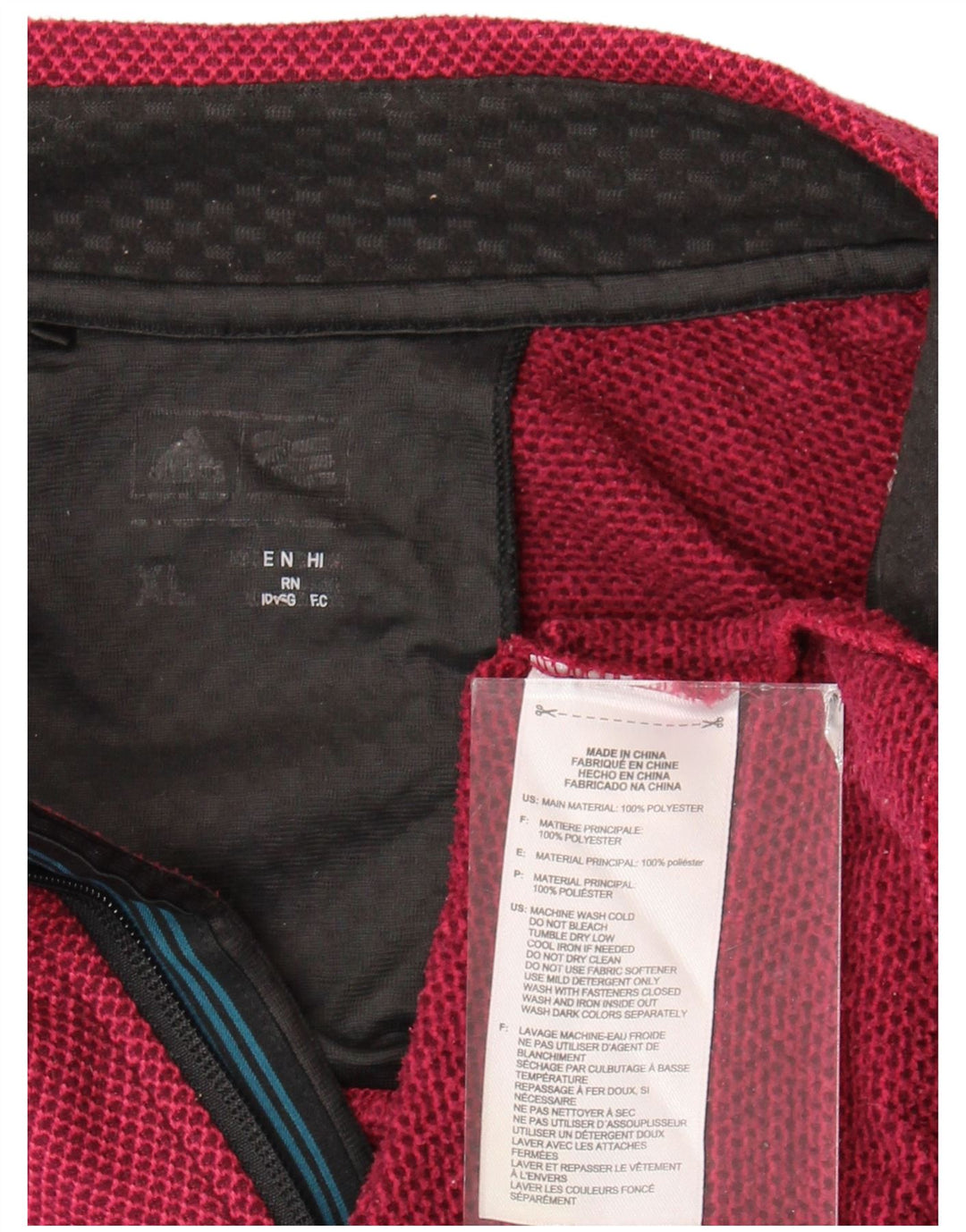 Adidas muška majica s izrezom s patentnim zatvaračem XL crveni poliester