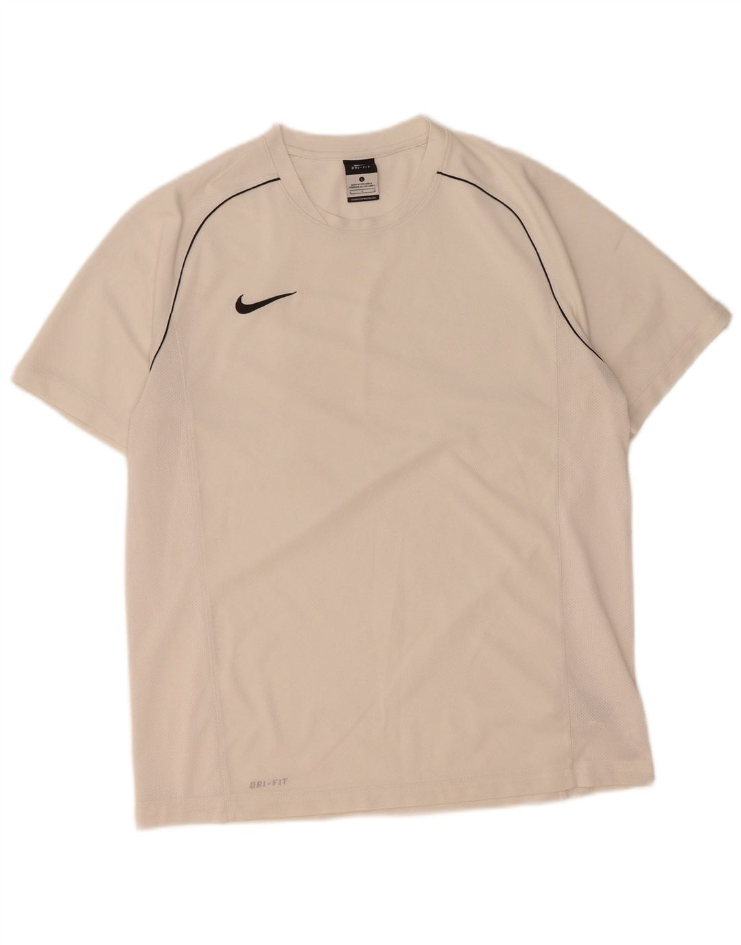NIKE Mens Dri Fit T-Shirt Top Large White Polyester