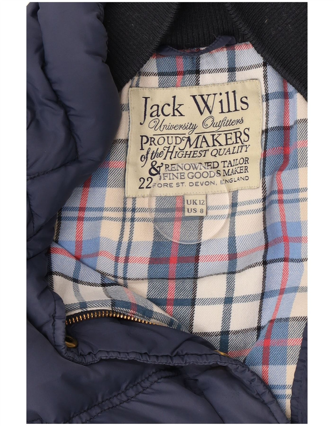 Jack Wills Ženska podstavljena jakna UK 12 srednje tamnoplava