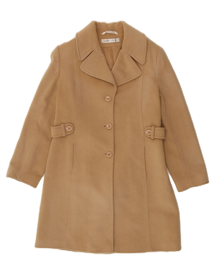 LARRY LEVINE Womens Overcoat UK 14 Medium Beige Lambswool Vintage Larry Levine and Second-Hand Larry Levine from Messina Hembry 