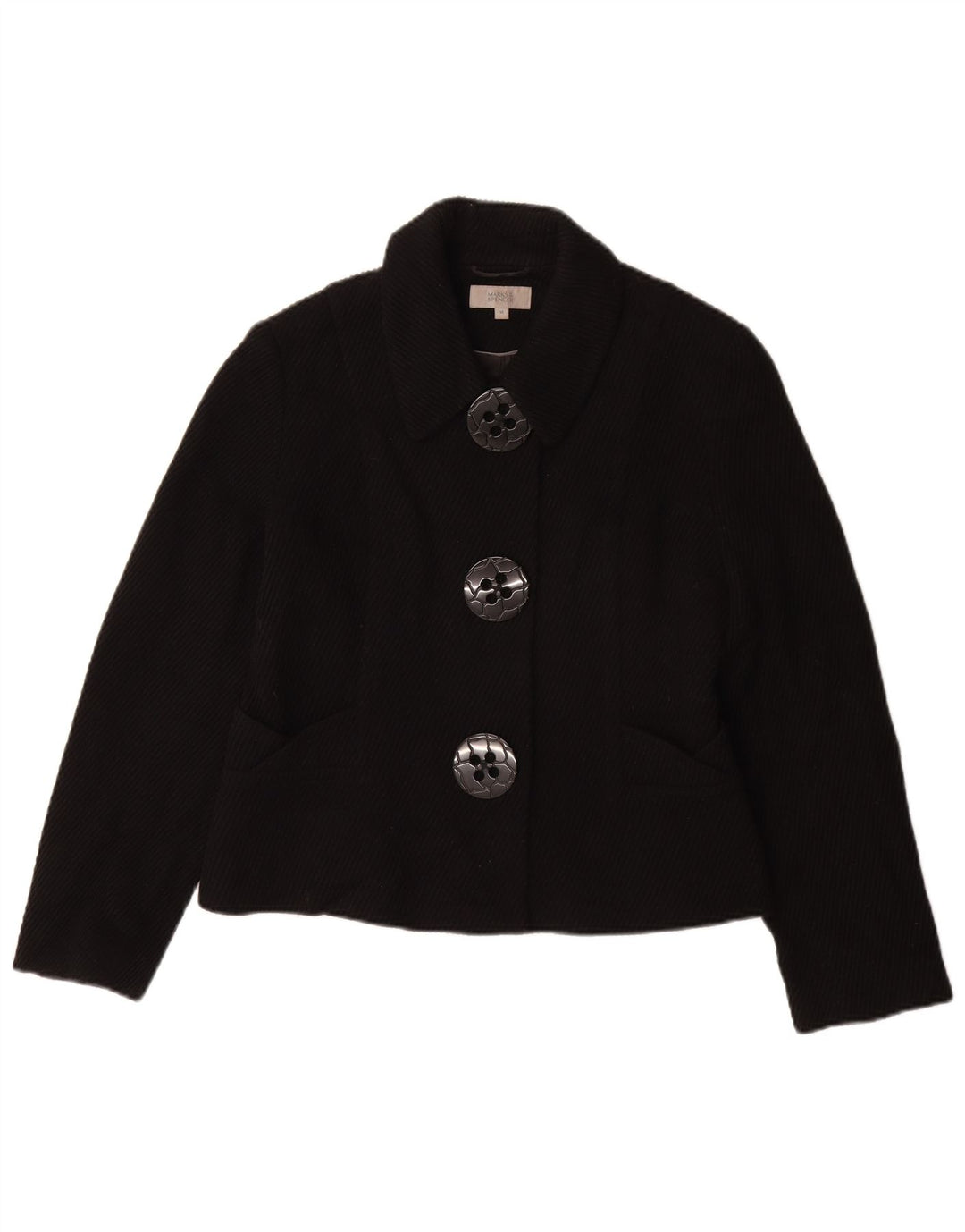 Marks & Spencer ženski kratki kaput UK 14 Srednja crna viskoza