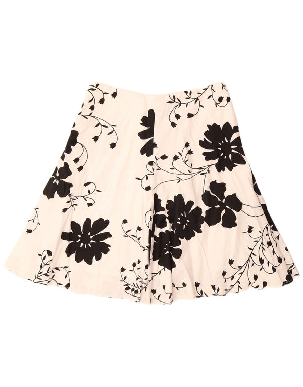 Monsoon ženska suknja A-kroja UK 14 Large W34 Bijeli cvjetni pamuk