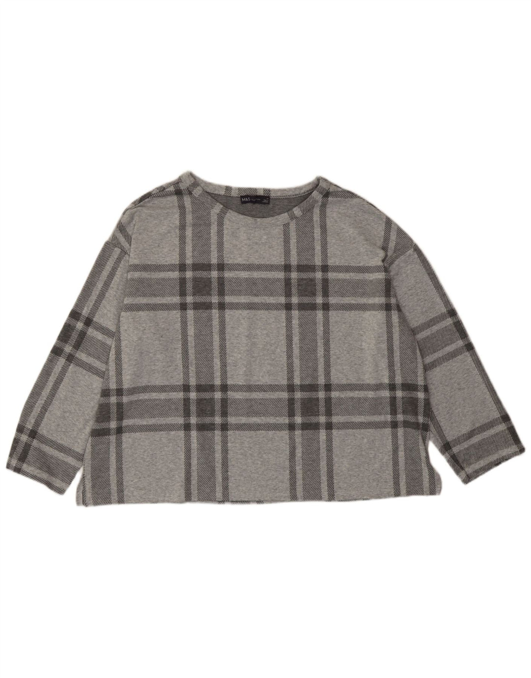 Marks & Spencer ženski kratki top s 3/4 rukavima UK 20 2XL sivi karirani poliester