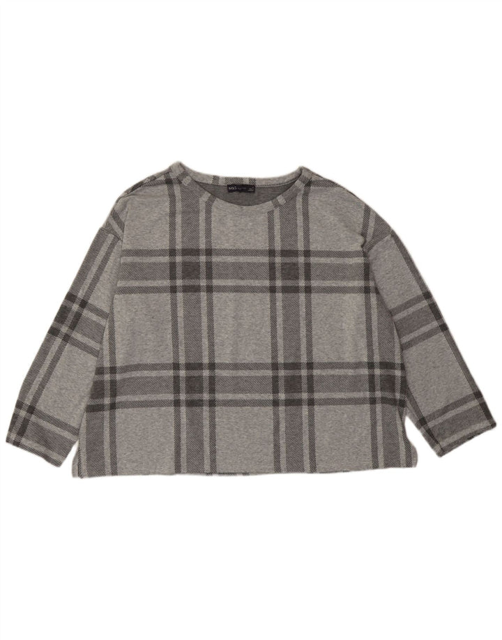 Marks & Spencer ženski kratki top s 3/4 rukavima UK 20 2XL sivi karirani poliester