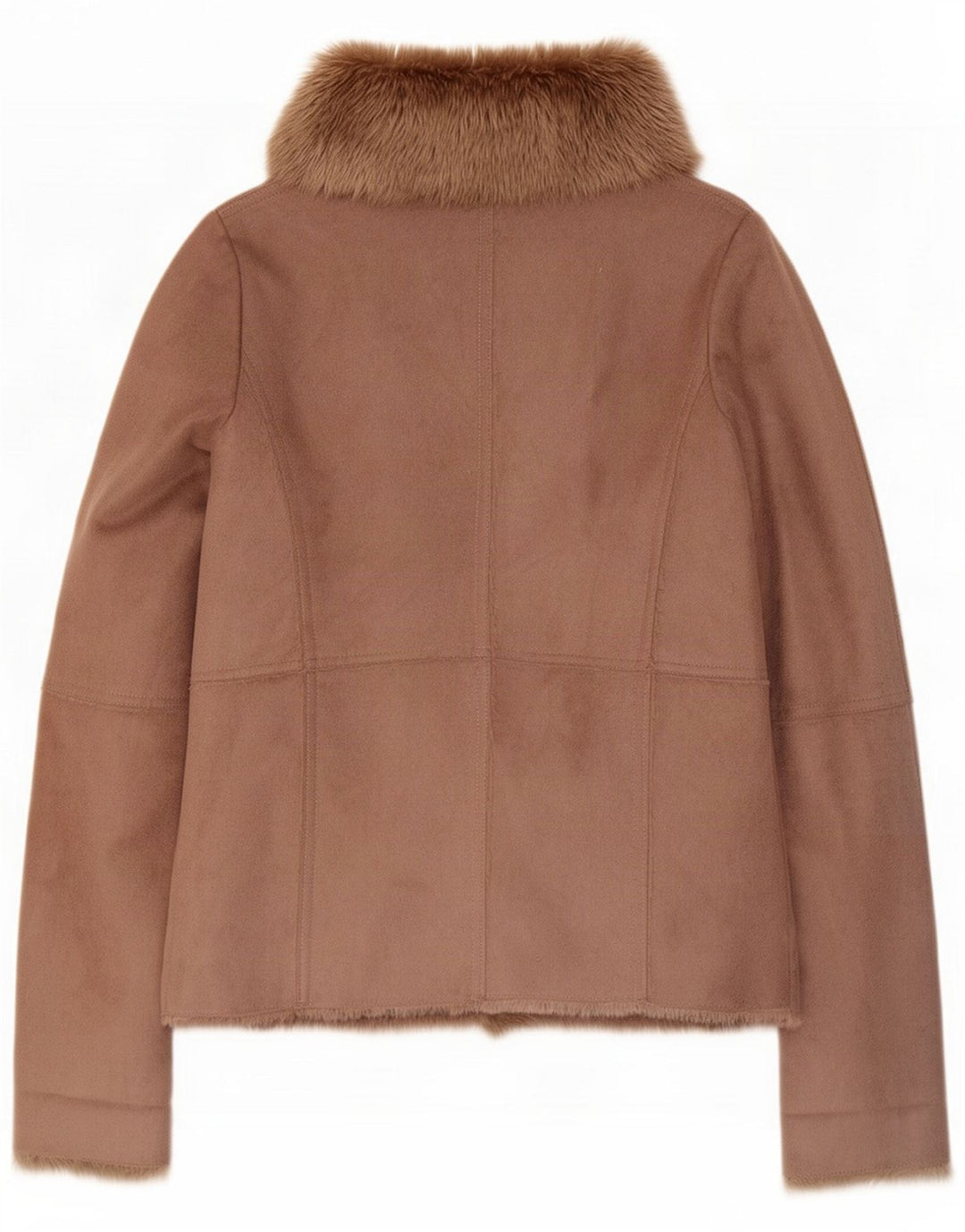 Oasis ženska otvorena sherpa jakna UK 10 Small Brown Polyester