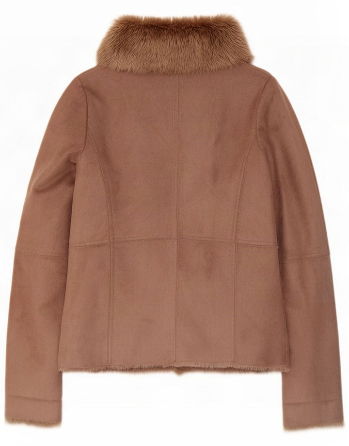 Oasis ženska otvorena sherpa jakna UK 10 Small Brown Polyester