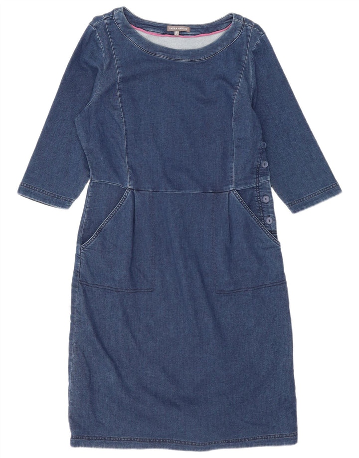 Laura Ashley ženska osnovna haljina 3/4 rukava UK 14 velika plava pamuk