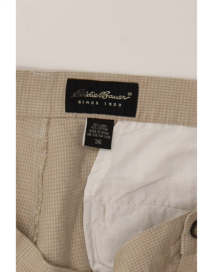 EDDIE BAUER Muške chino hlače s štipaljkama W36 L30 Bež platno s houndstootom