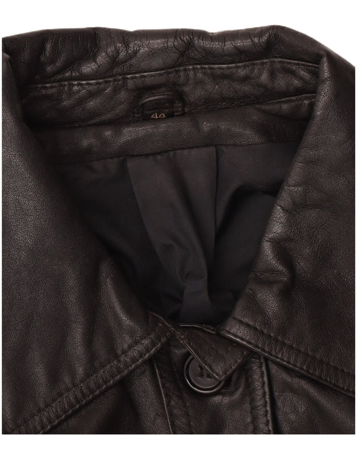 VINTAGE Womens Leather Jacket IT 44 Medium Black Leather