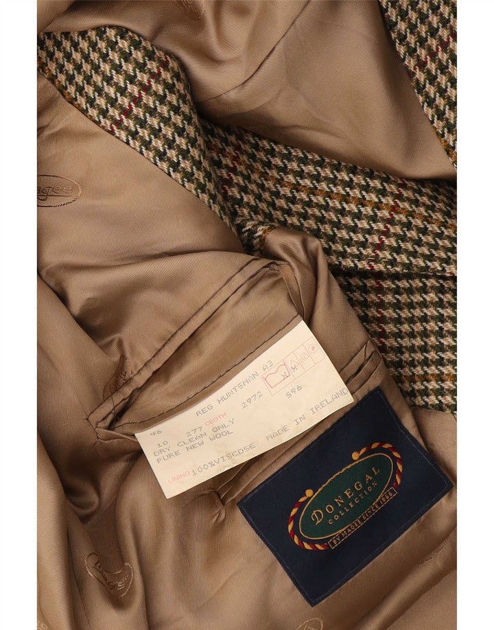 DONEGAL Muška jakna sako s 3 gumba UK 46 3XL Bež Houndstooth Nova vuna