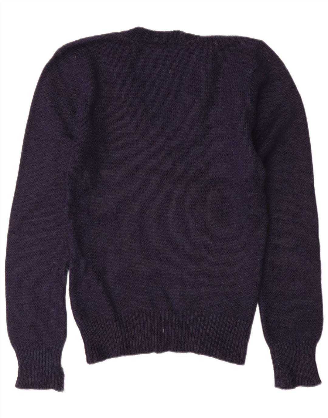 VINTAGE ženski džemper s V-izrezom UK 10 Mali tamnoplavi