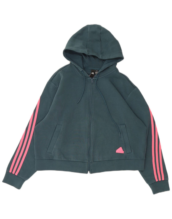 Adidas ženski pulover s kapuljačom opuštenog kroja UK 10 Small Green Sports