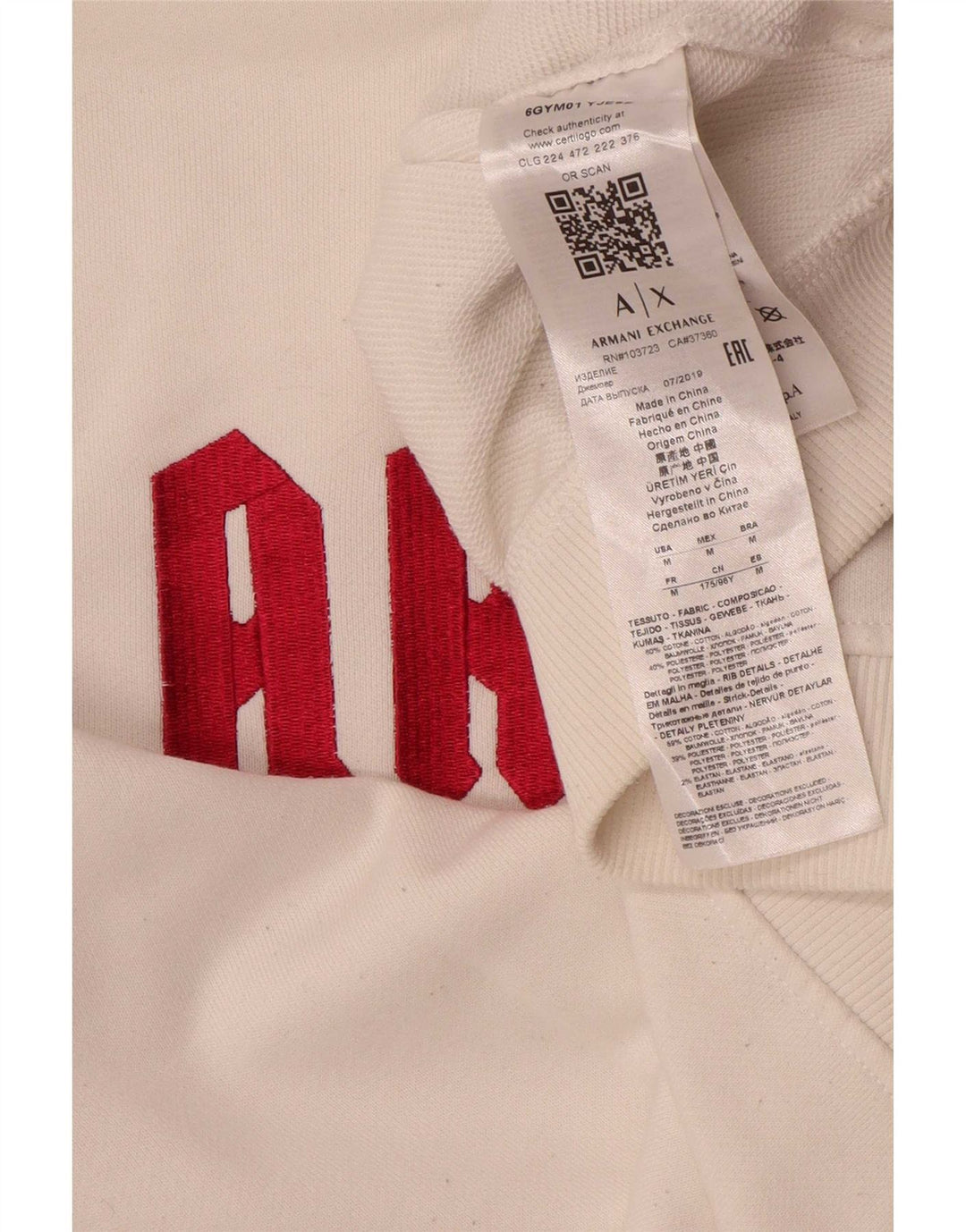 Armani Exchange ženski džemper s grafičkim motivima UK 14 Srednje bijeli pamuk