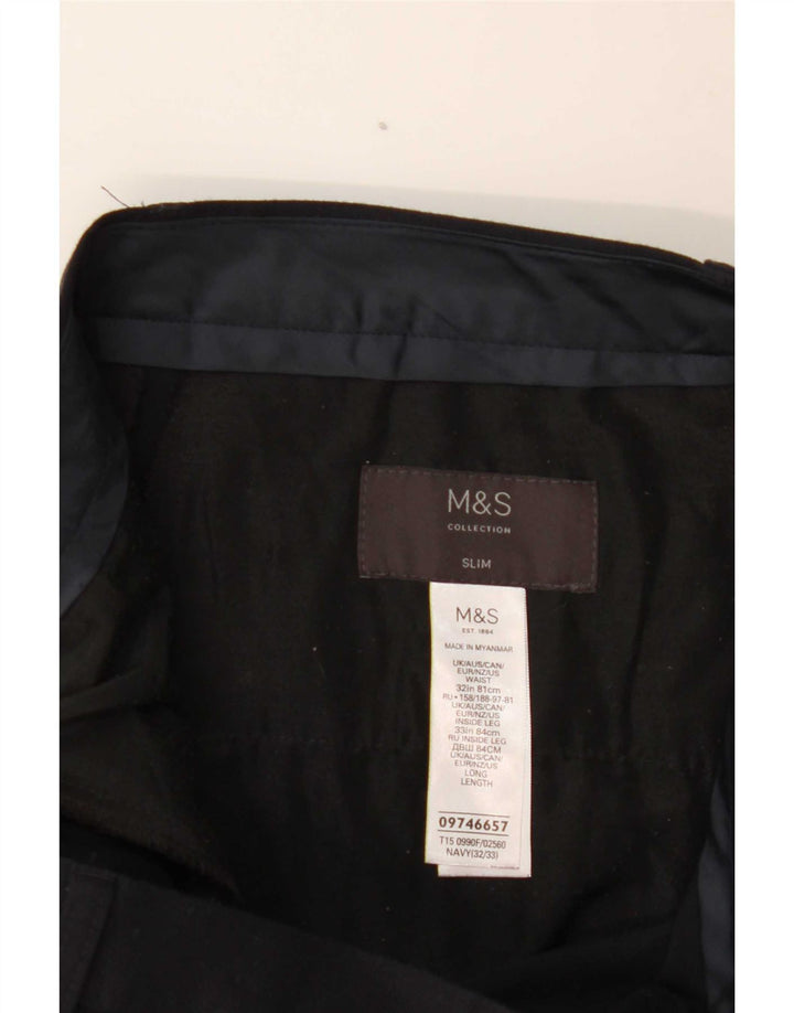 Marks & Spencer ženske hlače uskog odijela W32 L33 tamnoplavi poliester