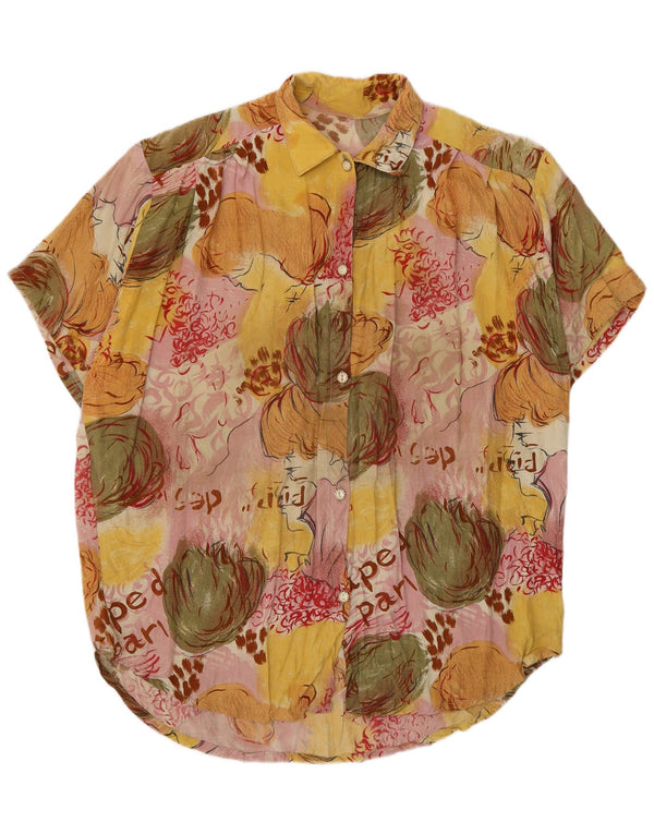 Vintage ženska grafička košulja bluza kratkih rukava UK 18 XL Višebojna