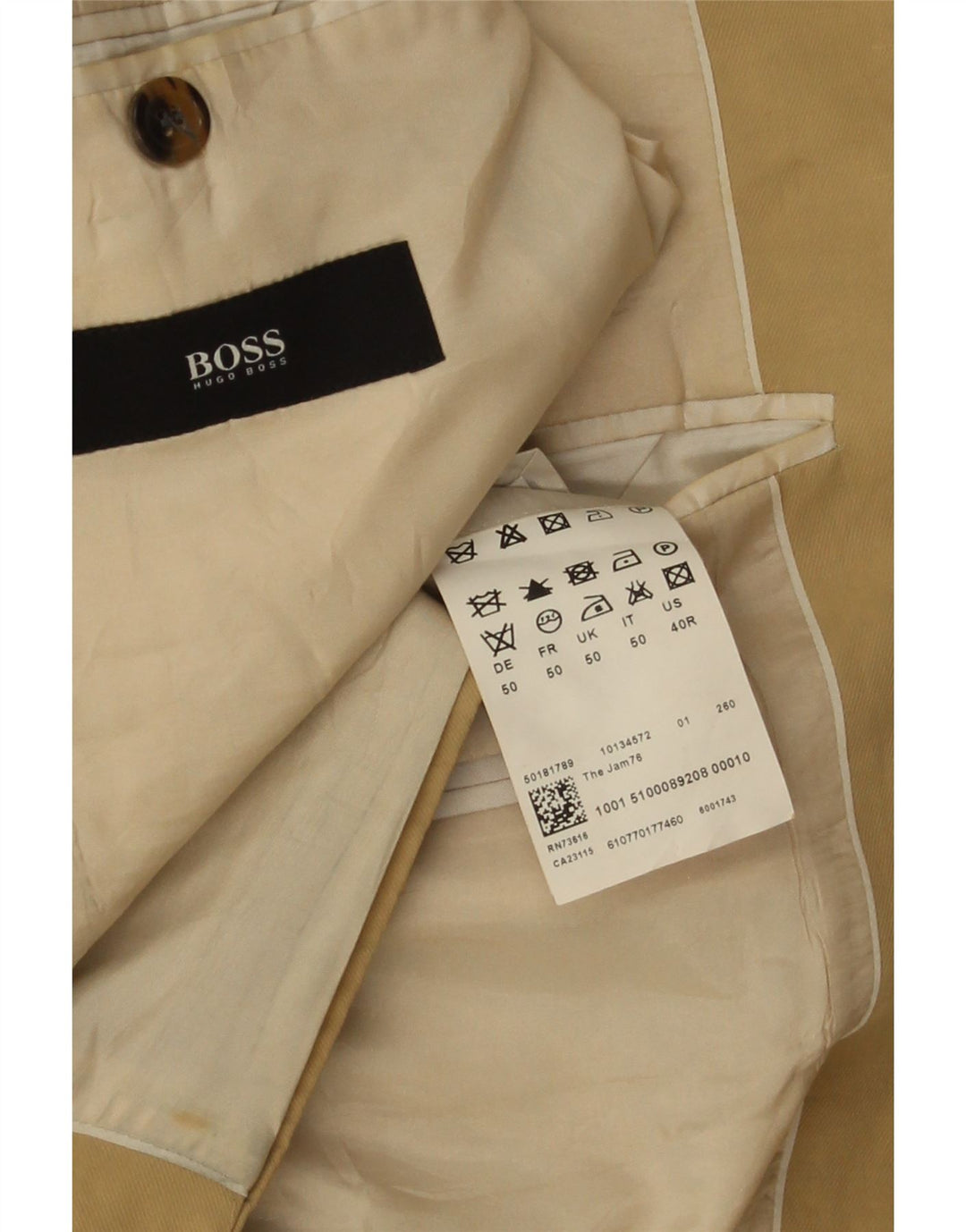 Hugo Boss muška jakna sa 2 gumba UK 50 Large Beige Cotton