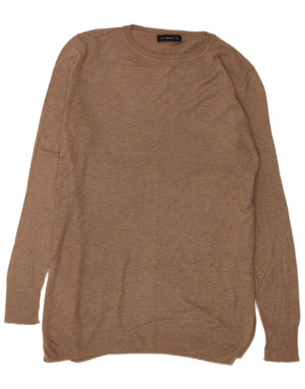 Zara ženski dugi dugi pulover s veznim izrezom UK 10 Small Beige