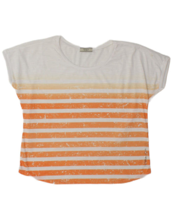Guess Womens T-Shirt Top UK 14 Medium White Striped