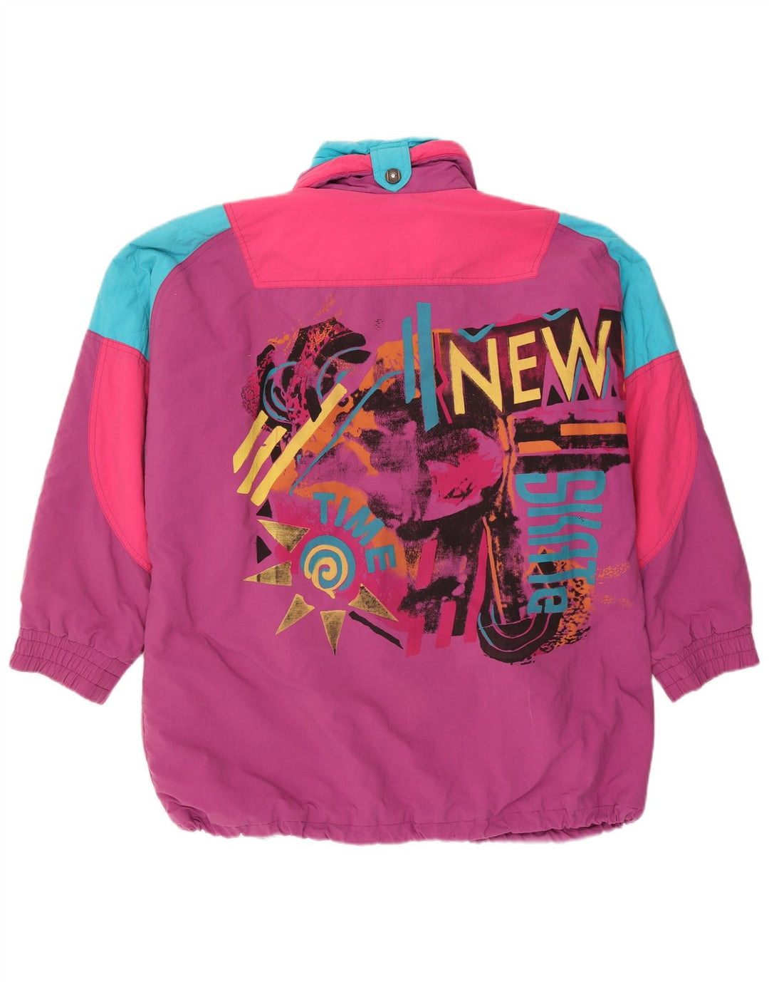 Vintage muški grafički pulover skijaška jakna UK 44 2XL ljubičasta boja