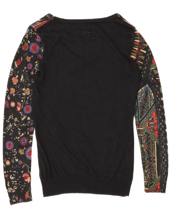 Desigual ženski džemper s V-izrezom UK 10 Mala crna viskoza