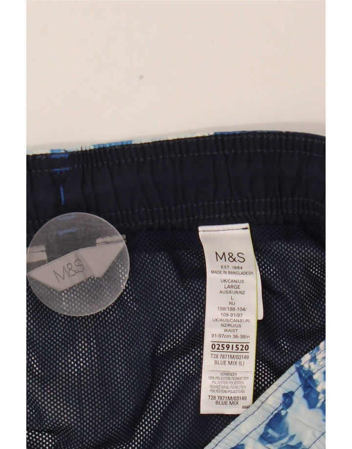 Marks & Spencer muške kratke kupaće hlače s apstraktnim uzorkom, veliki plavi poliester