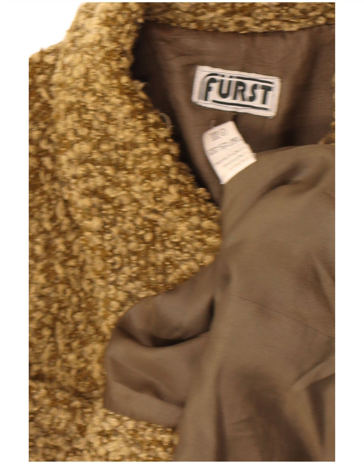 Vintage ženski sako sa 4 gumba UK 14 Srednji kaki flekasti akril