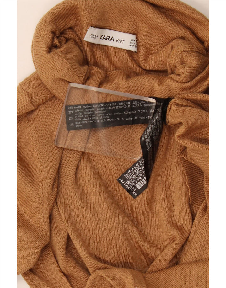Zara ženski pulover s rol izrezom UK 12 srednje smeđi modal